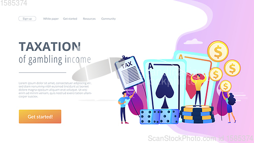 Image of Gambling income concept landing page.