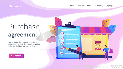 Image of Purchase agreement concept landing page
