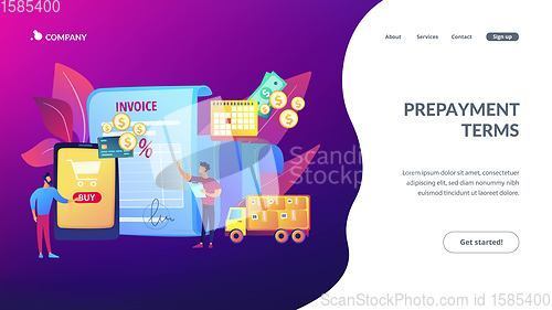 Image of Prepayment terms concept landing page