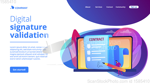 Image of Electronic contract concept landing page