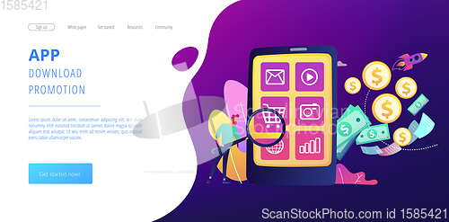 Image of App monetization concept landing page.