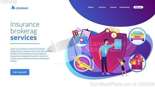 Image of Insurance broker concept landing page