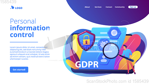 Image of General data protection regulation concept landing page.
