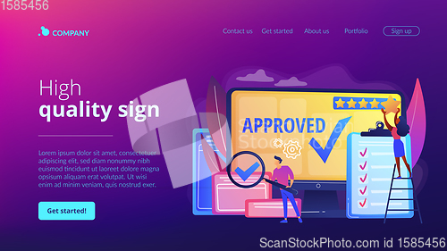 Image of High quality sign concept landing page