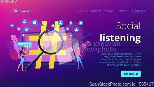 Image of Social network monitoring concept landing page