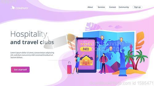 Image of Hospitality and travel clubs concept landing page