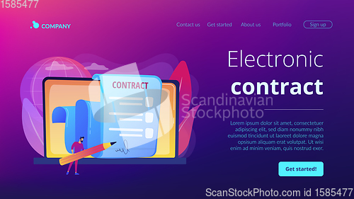 Image of Electronic contract concept landing page