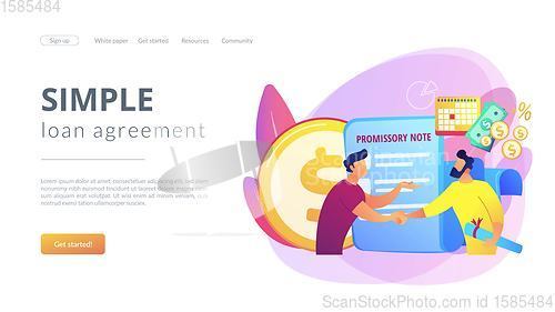 Image of Promissory note concept landing page