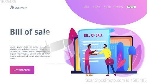 Image of Bill of sale concept landing page