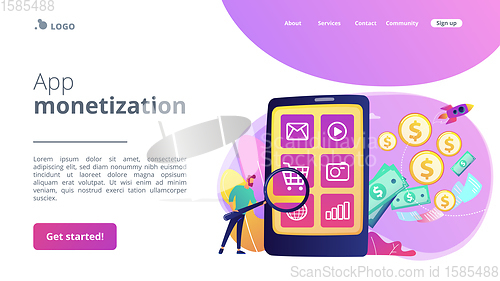Image of App monetization concept landing page.