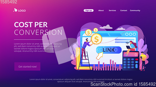 Image of Cost per acquisition CPA model concept landing page.