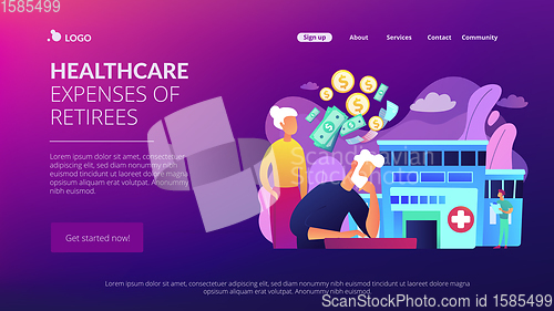 Image of Healthcare expenses of retirees concept landing page.