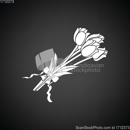 Image of Tulips bouquet icon with tied bow