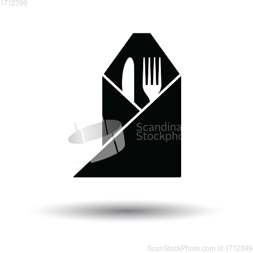 Image of Fork and knife wrapped napkin icon