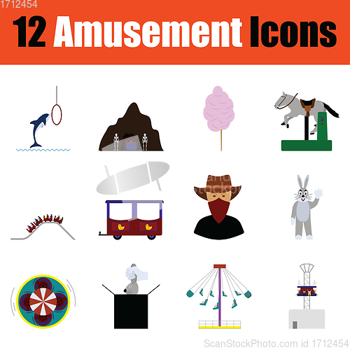 Image of Amusement park icon set