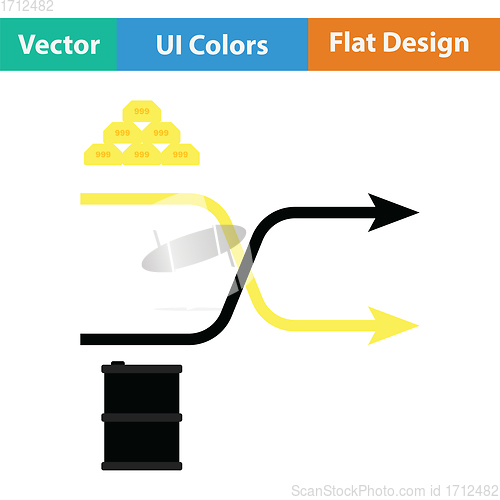 Image of Gold and oil comparison chart icon