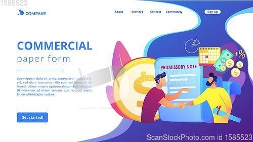 Image of Promissory note concept landing page