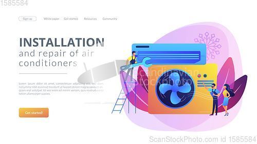 Image of Air conditioning and refrigeration services concept landing page