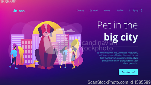 Image of Pet in the big city concept landing page
