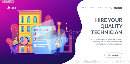 Image of Construction quality control concept landing page