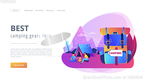 Image of Summer camping concept landing page.