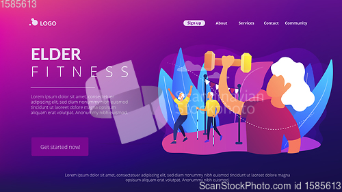 Image of Elder fitness concept landing page