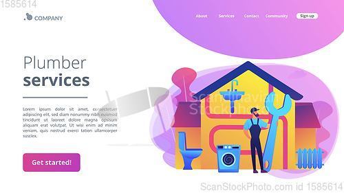 Image of Plumber services concept landing page