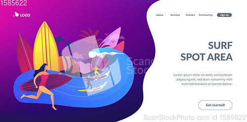 Image of Surfing school concept landing page.