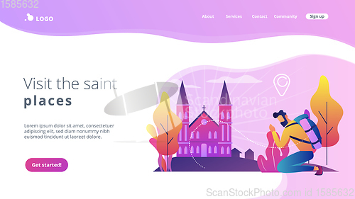 Image of Christian pilgrimages concept landing page.