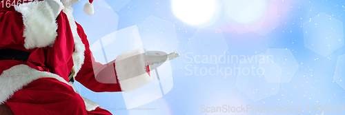 Image of Greeting flyer for ad. Concept of Christmas, 2021 New Year\'s, winter mood, holidays. Copyspace, postcard.