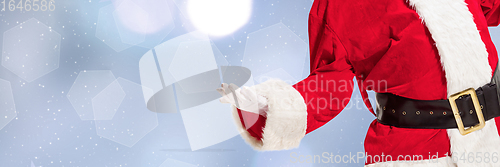 Image of Greeting flyer for ad. Concept of Christmas, 2021 New Year\'s, winter mood, holidays. Copyspace, postcard.