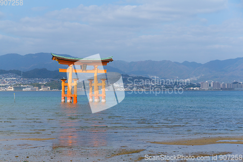 Image of Giant floating Shinto torii gate of the Itsukushima Shrine