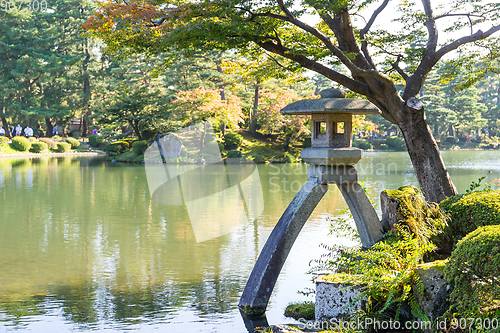 Image of Japanese garden and stone lantern