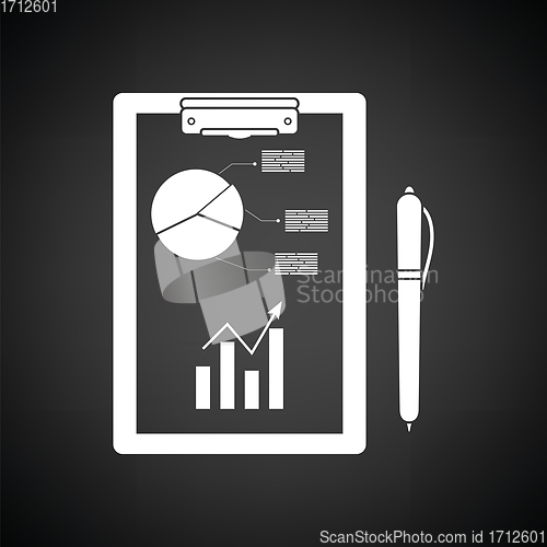 Image of Writing tablet with analytics chart and pen icon