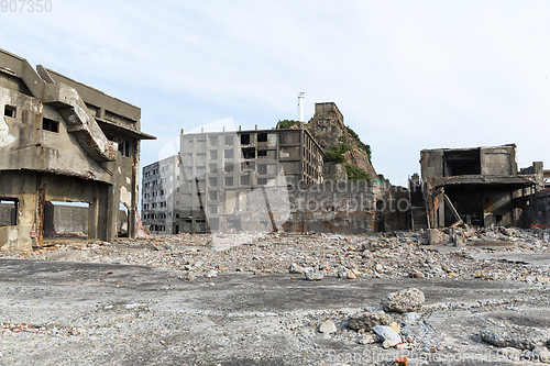 Image of Abandoned island of Gunkanjima in nagasaki city of Japan