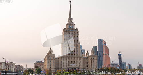 Image of Stalin era tower building of Ukraine hotel