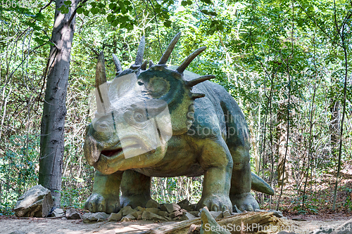 Image of prehistoric dinosaur styracosaurus in nature