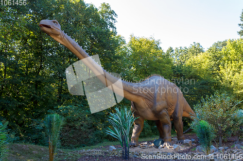 Image of prehistoric dinosaur Brachiosaurus in nature