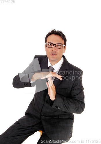 Image of Business man signs, I would to talk with you