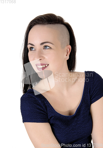 Image of Close up of a woman with a very fancy haircut
