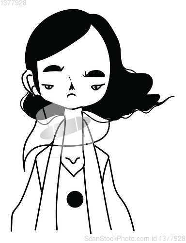 Image of Image of cartoon girl, vector or color illustration.