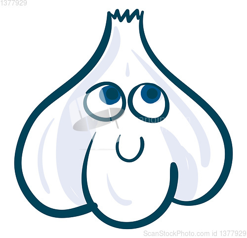 Image of Happy garlic, vector or color illustration.