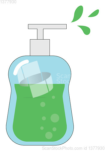 Image of Green liquid soap, vector or color illustration.