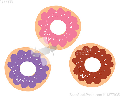 Image of Multi color doughnuts, vector or color illustration.