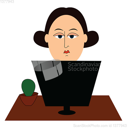 Image of Tired woman, vector or color illustration.