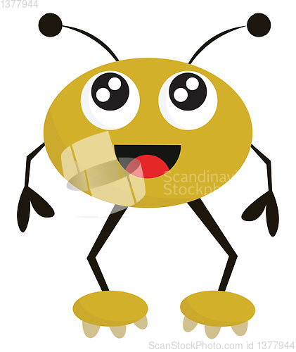 Image of Clipart of a happy yellow monster, vector or color illustration.