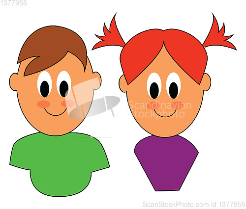 Image of Clipart of cute little boy/girl twins; Fraternal twin of differe