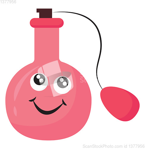 Image of Pink perfume bottle, vector or color illustration.