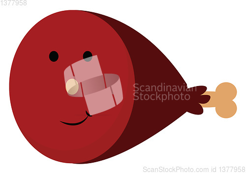 Image of Red juicy chunk of meat, vector or color illustration.