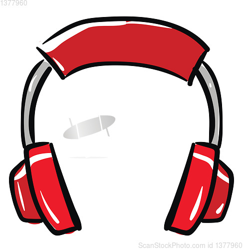 Image of Red color headphones, vector or color illustration.